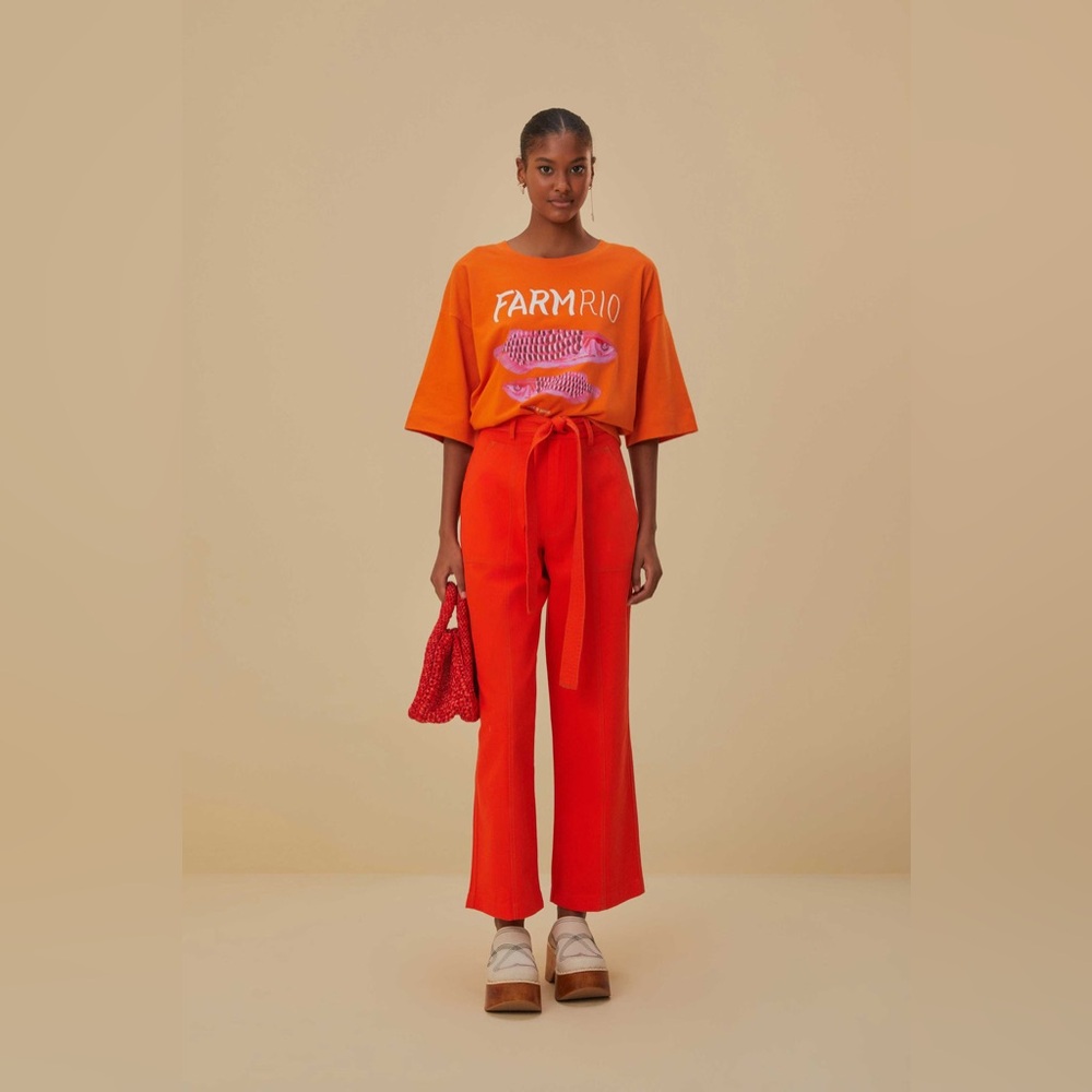NWT Farm Rio Red Wide Pants - Picture 1 of 6